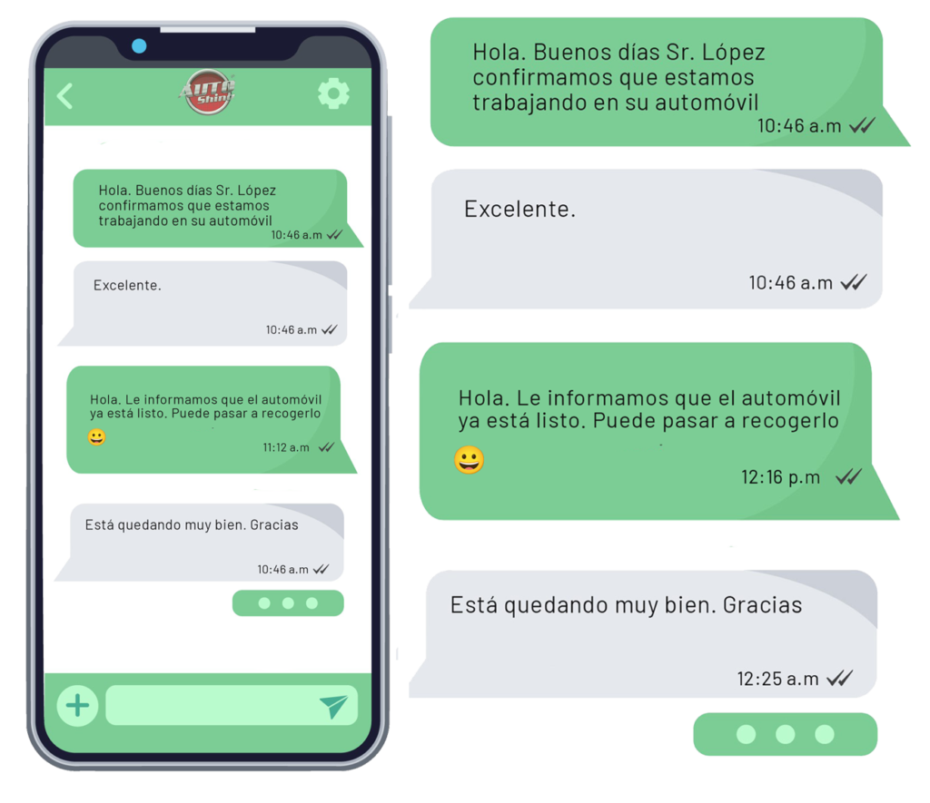 Cuanto tu automóvil esté listo recibirás un mensaje directo a tu WhatsApp para saber que puedes recogerlo, 